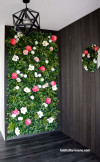 floral feature wall, entranceway, floral entranceway, flower wall, black entranceway, monochromatic 