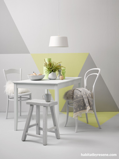 geometric wall ideas, painting interior ideas, dining room inspiration, feature wall inspiration