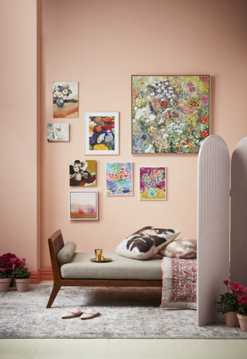 pink interior ideas, pink interior inspiration, home decor, interior design, gallery wall ideas
