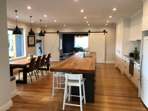 kitchen, industrial kitchen, resene double black white, resene half black white, farm kitchen