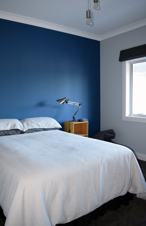 blue, feature wall, blue feature wall, duck egg blue, master bedroom