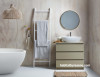 bathroom, neutrals, scandi inspired, scandi bathroom, plywood bathroom, plywood feature wall