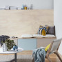 sitting room, reading room, benchseat, plywood feature, blue paint, beach inspiration 