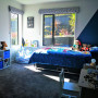 kids bedroom inspiration, kids bedroom ideas, geometric interior, blue bedroom ideas, feature wall