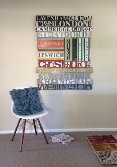 hallway, typography artwork, white hallway, entranceway, white entranceway