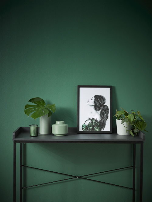 green feature wall, study, office, nook, resene mother nature, tonal greens, bold green