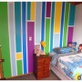 kids bedroom, children's bedroom, bright paint, colourful bedroom, feature wall