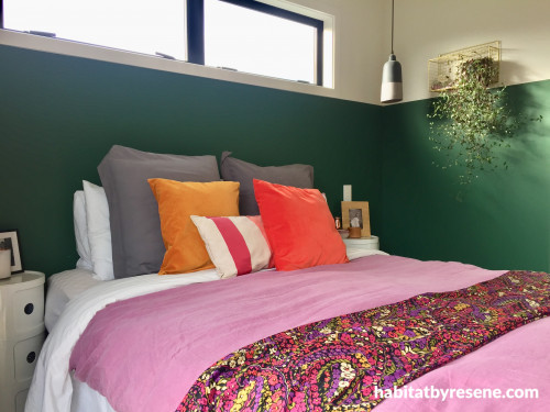 interior inspiration, bedroom inspiration, interior ideas, green interior, green paint, resene paint