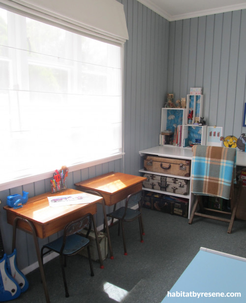 playroom, blue play room, kids room, childrens room, blue interior, resene powder blue