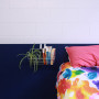 diy, dark blue paint, indigo headboard, bedroom, make your own bedhead 