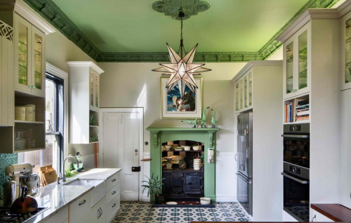 kitchen inspiration, painted ceiling ideas, green ceiling ideas, green kitchen ideas, kitchen ideas