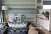 holiday house, bach, beach house, feature wall, stripes