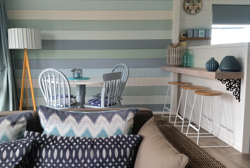 holiday house, bach, beach house, feature wall, stripes