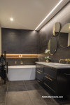 bathroom inspiration, bathroom ideas, bathroom design, black bathroom, colour palette, resene