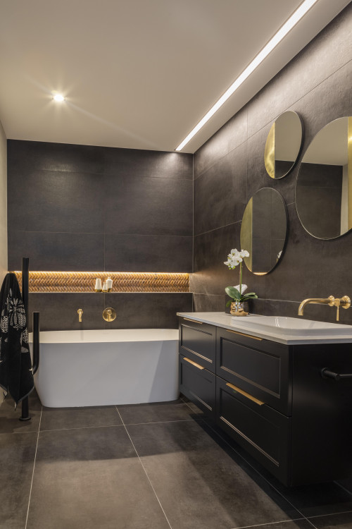 bathroom inspiration, bathroom ideas, bathroom design, black bathroom, colour palette, resene
