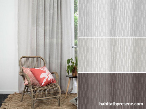curtain inspiration, curtain ideas, curtain design, textured curtains, sheer curtains, resene