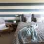 stripes, blue, bedroom