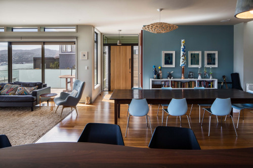 Resene Half Robin Egg Blue, Resene Half Fossil, blue living room, wellington harbour, renovation