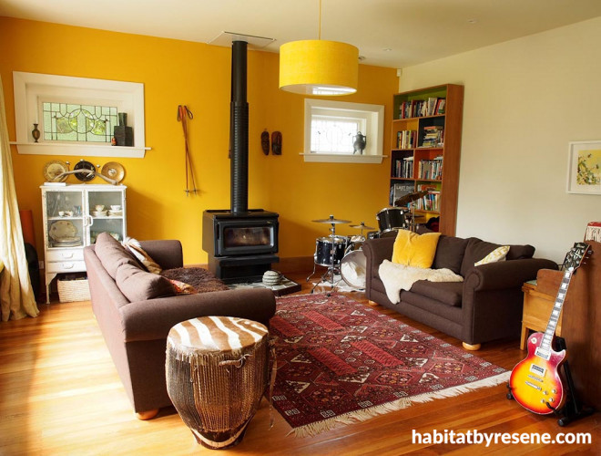 lounge, living room, orange
