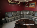 lounge, living room, red lounge, hunting lodge theme, red living room, cosy 