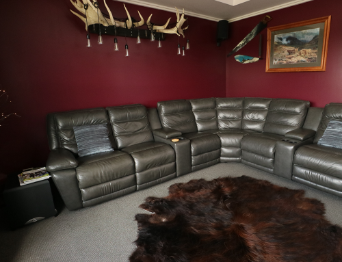 lounge, living room, red lounge, hunting lodge theme, red living room, cosy