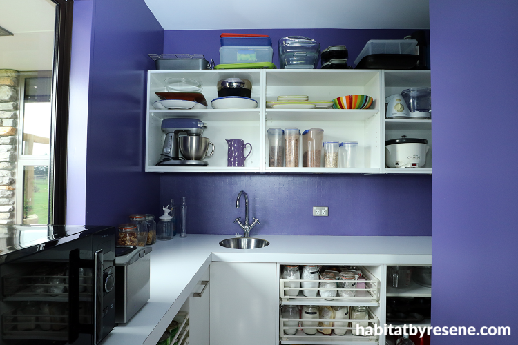 pantry, purple pantry, purple kitchen, kitchen, purple scullery, scullery