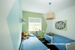 kids bedroom, children's bedroom, geometric pattern, blue bedroom, blue paint, green paint 