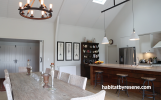 dining room, kitchen, neutrals, white dining room, white kitchen, barn style, grand, timber bench 