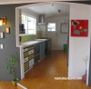 kitchen, retro, retro kitchen, 1970s home, green kitchen, grey, green, teal 