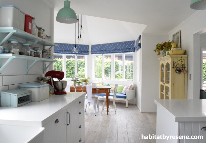 kitchen, dining room, white kitchen, white dining, eclectic, interior inspiration, blue features 
