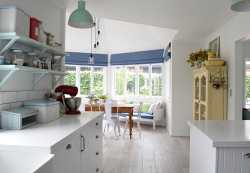 kitchen, dining room, white kitchen, white dining, eclectic, interior inspiration, blue features