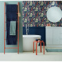 bathroom wallpaper, bathroom inspiration, towel ladder, bathroom mirror, freestanding bath, Resene 