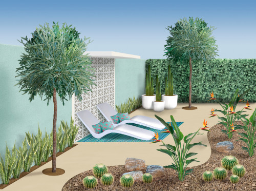garden, tropical garden, retro garden, blue outdoors, garden plans, garden inspiration