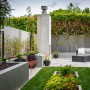 garden, outdoor fireplace, outdoor entertaining, raised planter beds, grey outdoors