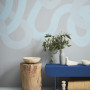 blue interior, blue room, blue feature wall, ribbon effect wall, ribbon painted wall, blue tones
