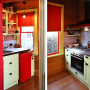 kitchen design, kitchen ideas, kitchen inspiration, retro kitchen, red kitchen ideas, green kitchen