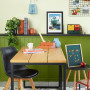 green office, tongue and groove panelling, study nook, home office ideas, small office, small spaces