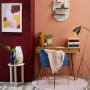 pink paint, burgundy paint, pink walls, burgundy walls, home office, study nook, small spaces