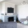 lounge, living room, feature wall, feature wallpaper, grey lounge, grey living room 