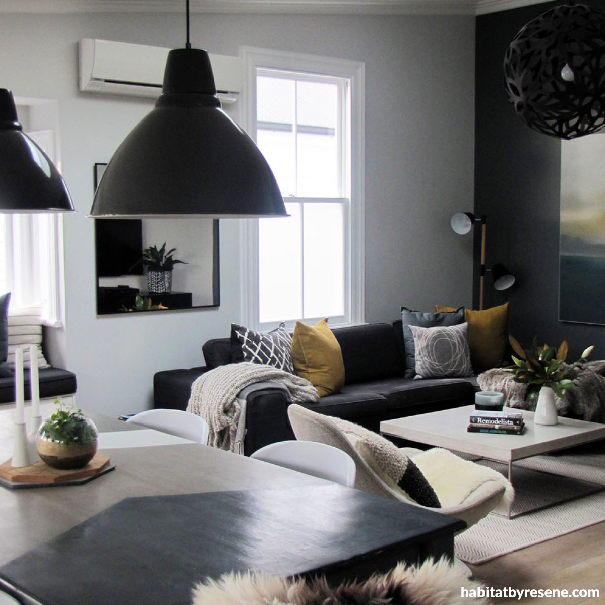 light grey feature wall living room