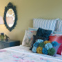 bedroom, guest bedroom, upcycled furniture, green bedroom, blue and green bedroom 