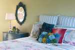 bedroom, guest bedroom, upcycled furniture, green bedroom, blue and green bedroom 