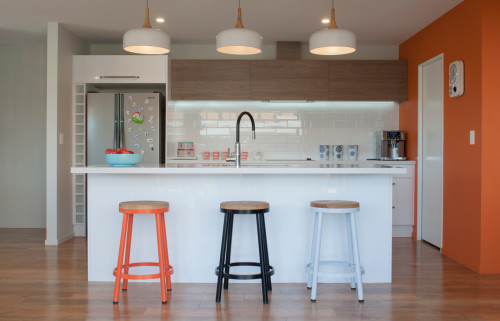 kitchen, white, orange