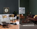 living room, lounge, dark green, dark blue, dark living room, nood furniture 