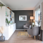 charcoal, grey interiors, library, reading nook, interior trends, paint ideas