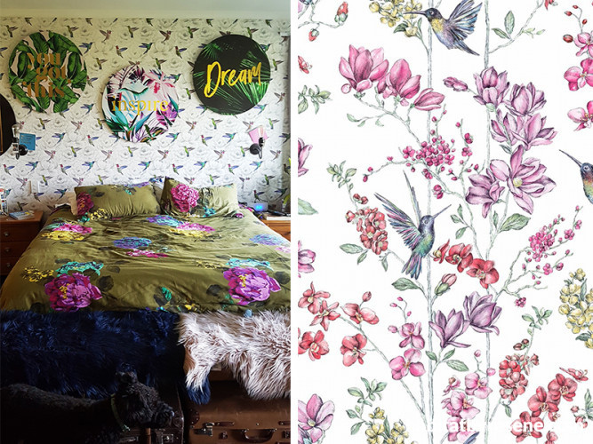 wallpaper inspiration, bedroom inspiration, floral bedroom, wallpaper feature wall, bedroom decor