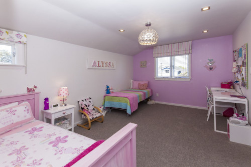 children's bedroom, kids bedroom, girls bedroom, pink bedroom, purple bedroom, feature wall