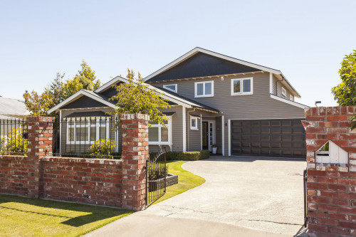 house exterior, brown exterior, painted weatherboards, garden, front entrance, brown house