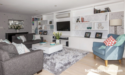 lounge, living room, grey lounge, grey living room, grey wallpaper, neutrals 