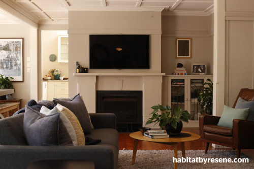 Living room, Lounge, Fireplace inspiration, Mantlepiece, Neutrals, Resene